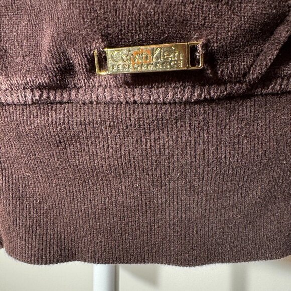 Women's Calvin Klein Brown Velour Zip Jacket - Size XL - Picture 6 of 8
